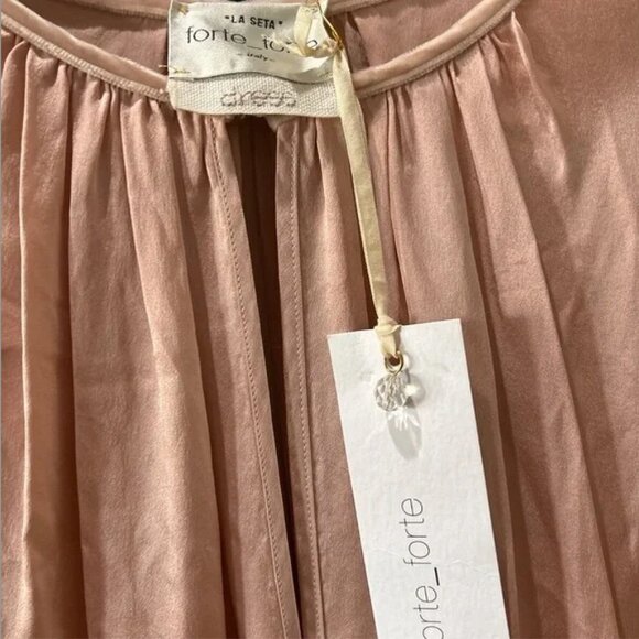 Forte Forte Silk Long Sleeve Midi Dress Rosado Blush Pink Womens Size 0 US 2 - Picture 2 of 8